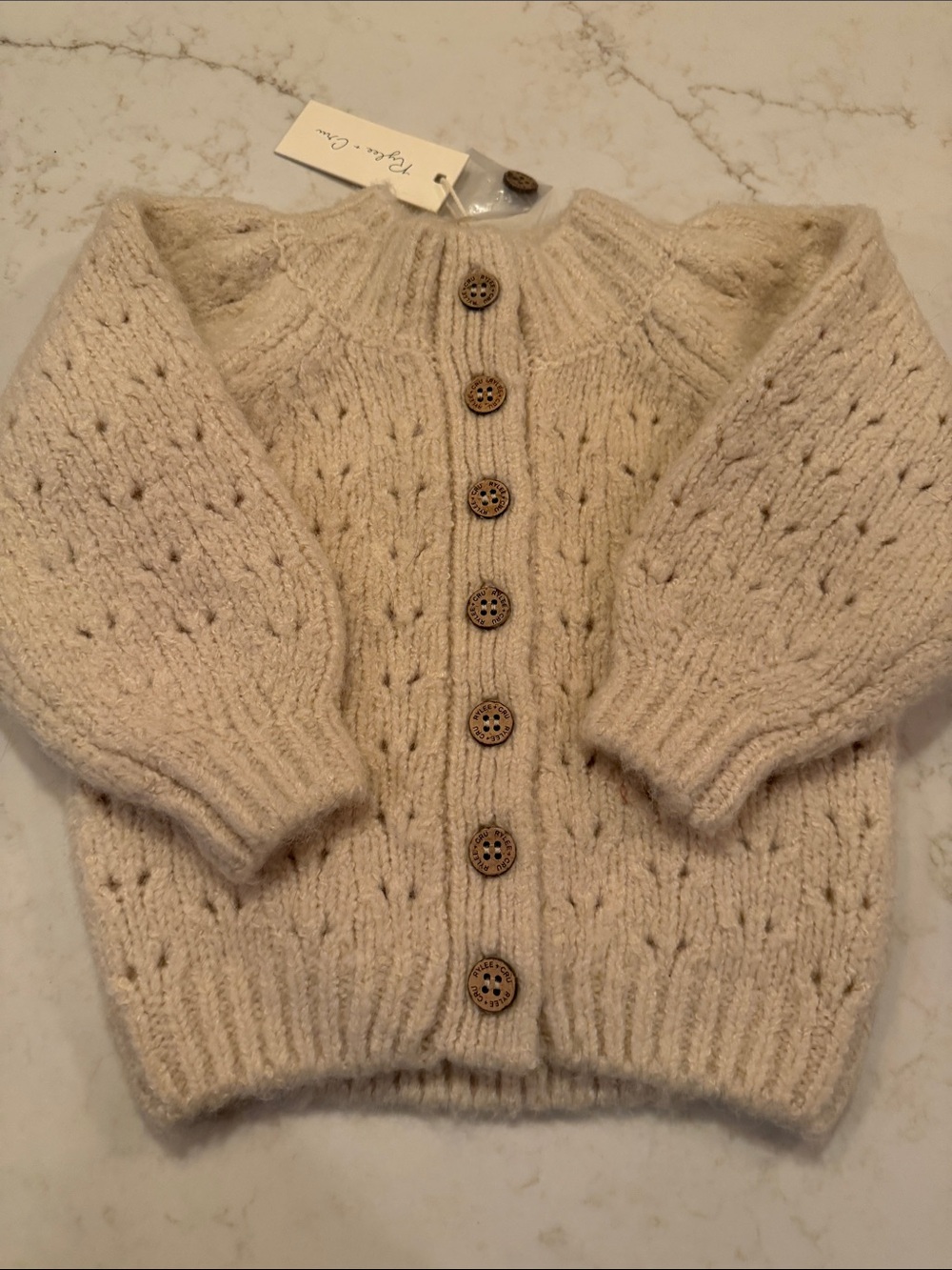 Rylee + Cru Cream Knit Button-Up Cardigan 12-18 mo NWT
